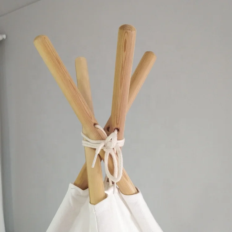 DIY White Kids Canvas Indian Teepee Tent Toddler Playhouse With carry bag