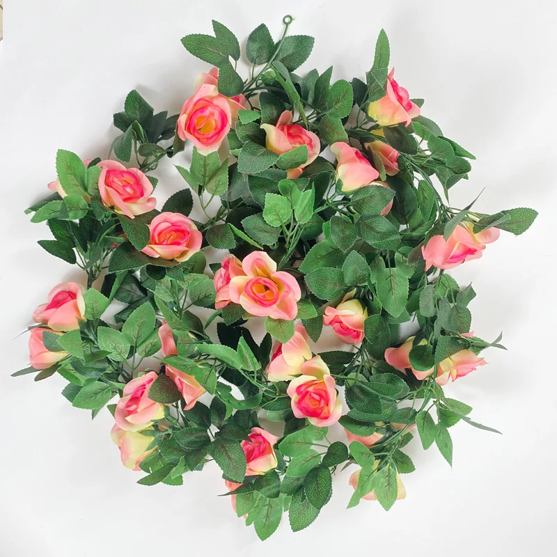 Flower Garland Rattan Rose Vine Artificial Flowers Hanging Rose Ivy Garland for Room Wall Decor
