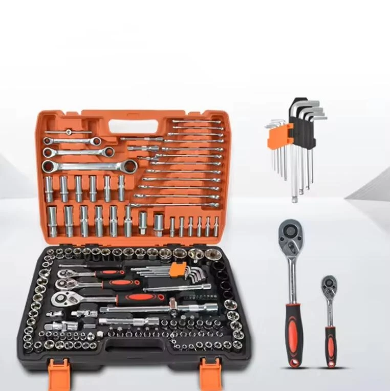 High Quality 151 Pcs 1/4' 3/8' 1/2' Portable Plastic Box Automotive Hand Tools Set With Socket Wrench Tool Kit