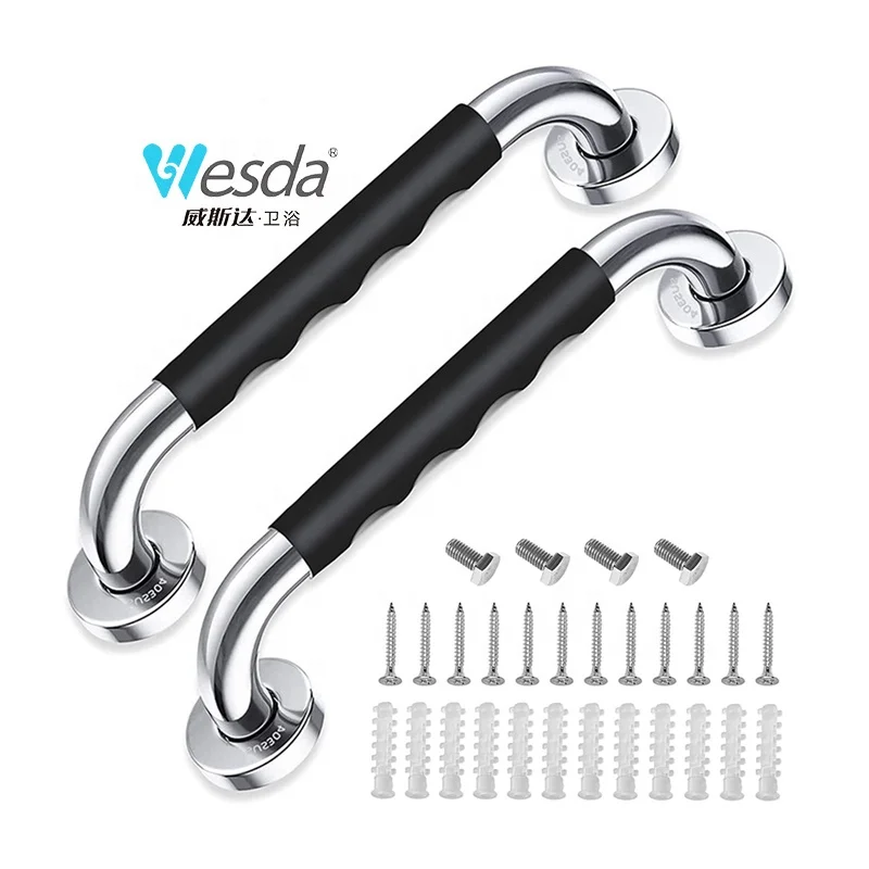 Wesda Bathrooms Safety Bath Toilet Rail Handicapped Anti Slip Handicap Stainless Steel Grab Bars for Bathtubs and Showers