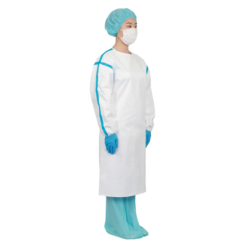 Level 4  Disposable Clothes Isolation Gown Non Woven Safety Coverall PP+PE Clothing with Elastic Cuffs