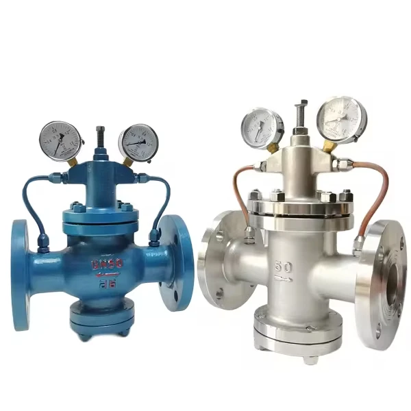 YK43X/F-16P/C Stainless steel flanged gas reducing valve Pilot piston pressure regulator for nitrogen gas air
