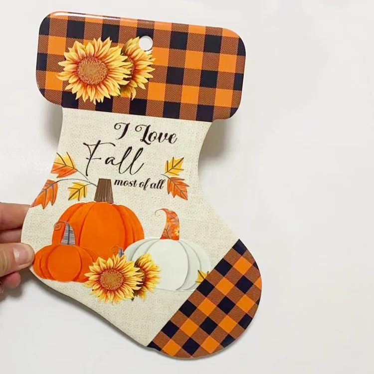 Wholesale Christmas Socks Shape Ceramic Trivet Custom Sublimation Tile Trivet With Cork Tableware  Heat Insulation pad