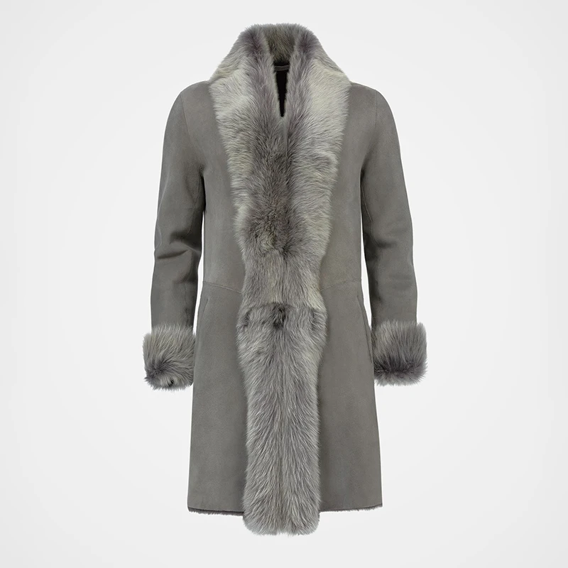 NAFA OEM Casual Winter Outer Wear Suede Furry Long Real Fur Coat for Women Lady Girl