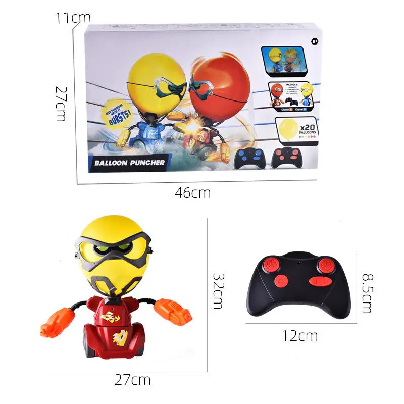 2 Players Interactive Electric Toy RC Boxing Fighting Robot Remote Control Battle Balloon-man Robot with Light&Sound Fun for Kid
