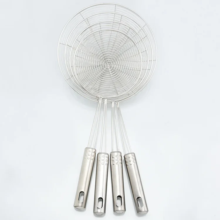 2024 Stainless Steel Spider Strainer Skimmer Ladle Kitchen Cooking Utensils Wire Strainer Pasta Strainer Spoon