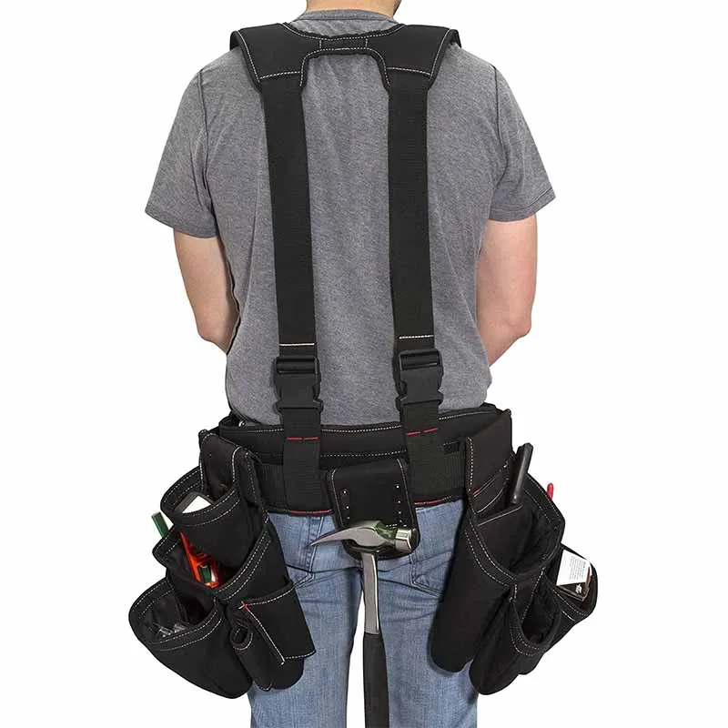 Custom Heavy Duty Padded Carpenter Tool Belts Maintenance Waist Apron Tool Belt Bag Waist Tool Belt with Suspenders