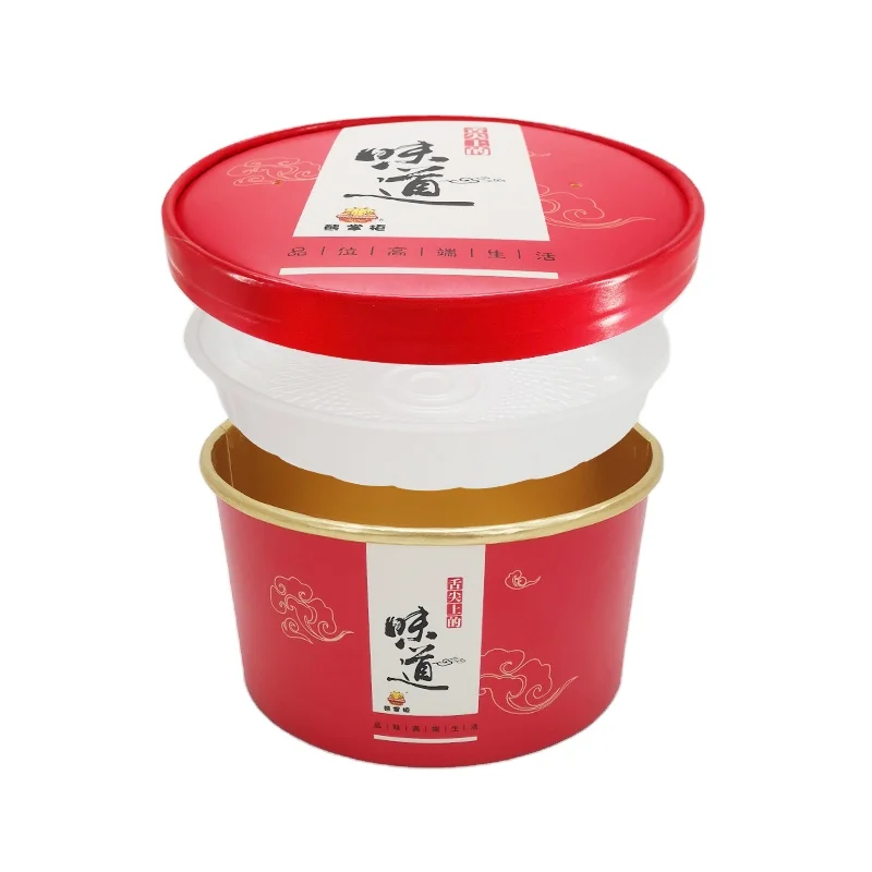 Customized logo to go paper food container with insert tray soup cup noodle rice bowls with lid