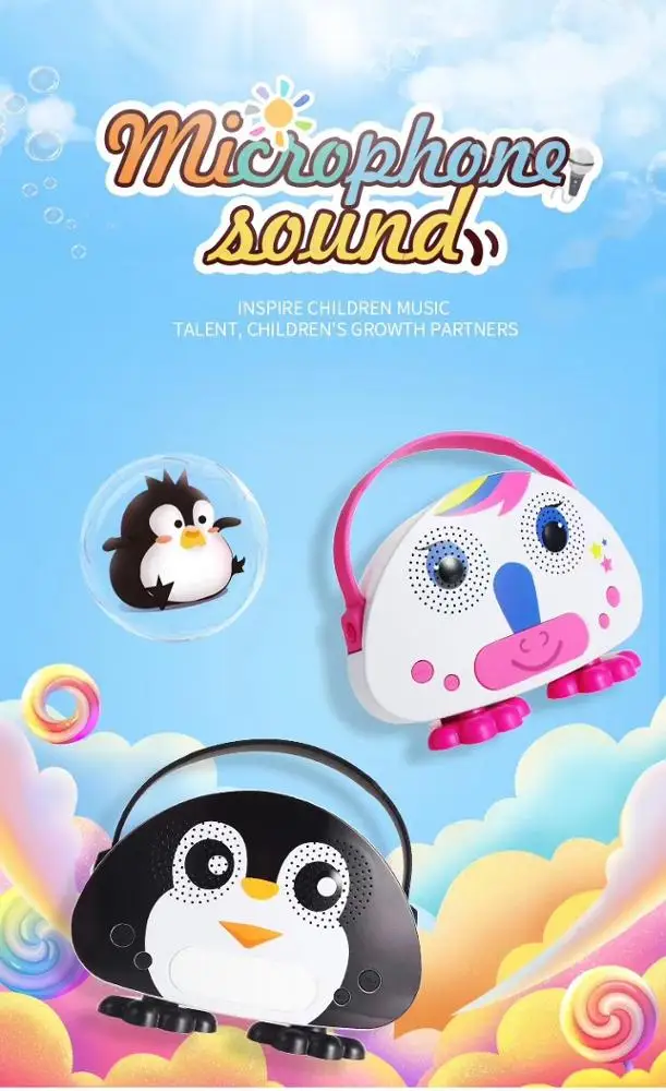 Children portable karaoke mini speaker with microphone