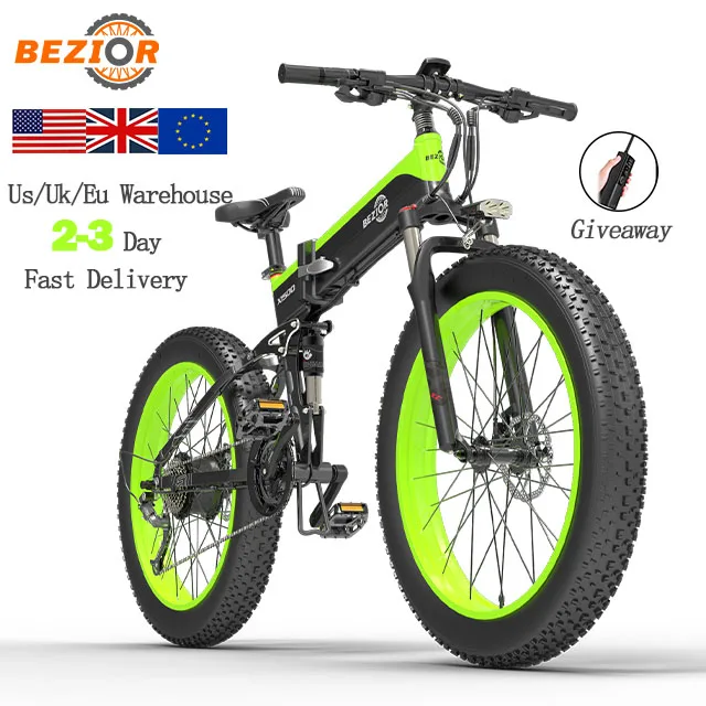 Usa Warehouse Bezior X1500 Electric Bicycle 1000w Ebike All Terrain Electrical Bike 26inch Fat Tire Electric Ebike