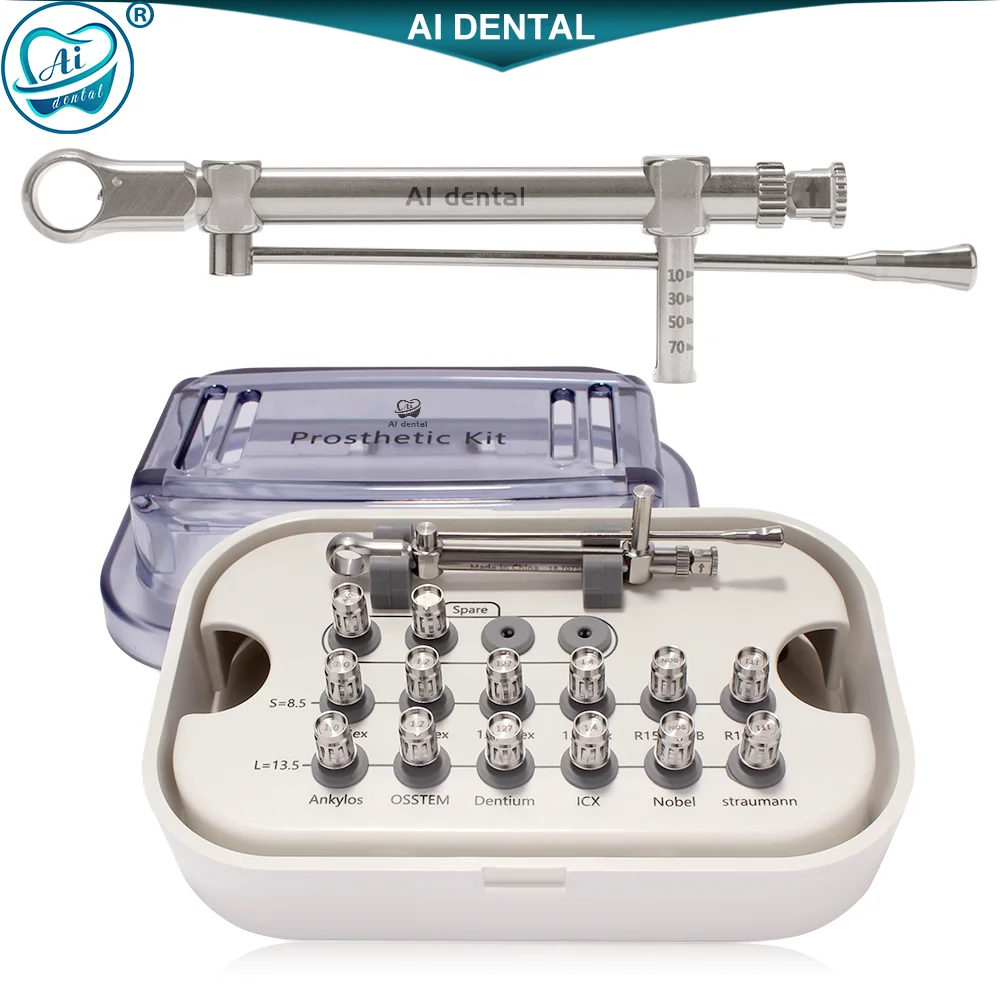 AI-TW-kit Manual Control Torque Screwdriver Ratchet Dental Handpiece Stainless Steel Implant Universal Repair Tool Set