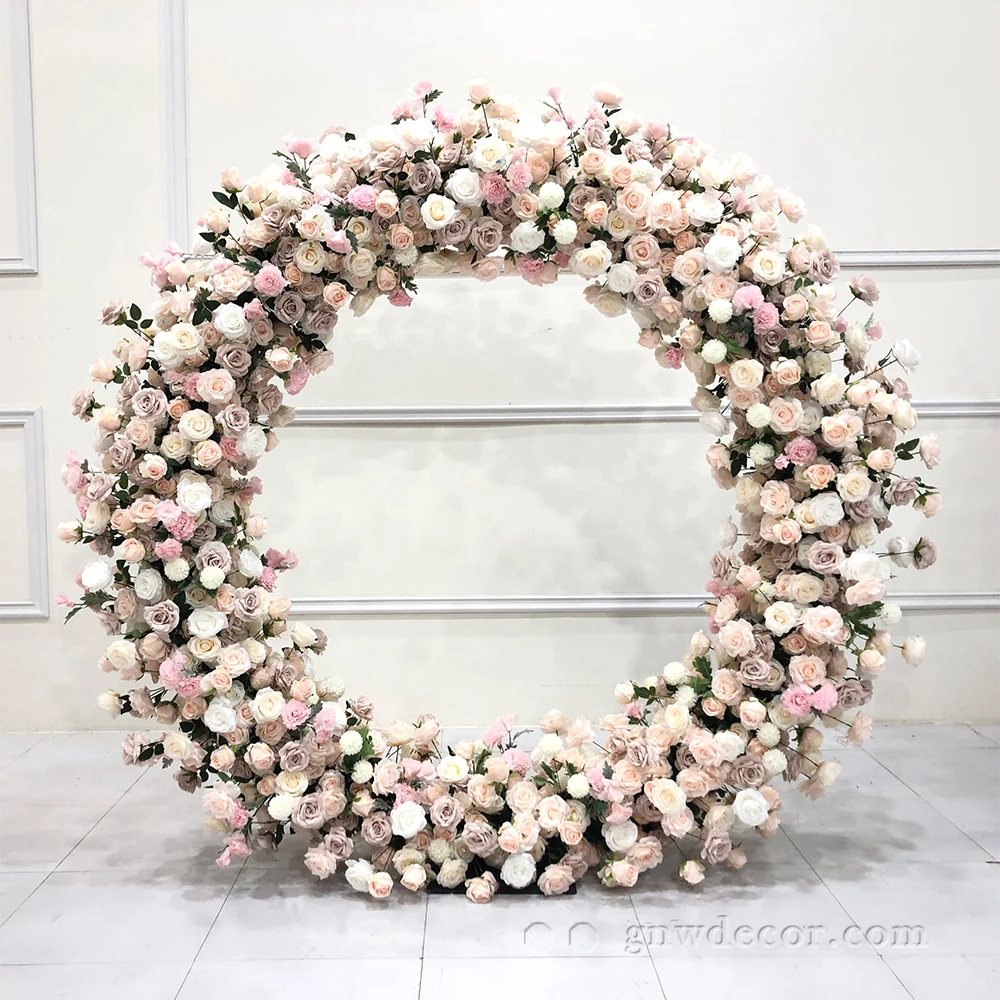 GNW white Color Flower Decoration Frame Factory direct sales  wholesale Frame Stage party Wedding flower arrangements Circle