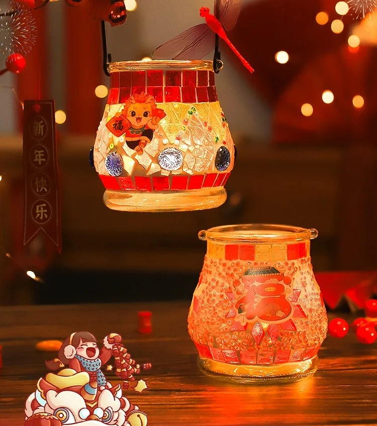 2025 Handmade Snake New Year Lantern Kit with Candlestick DIY New Craft Toys for Festivals for Christmas and Easter