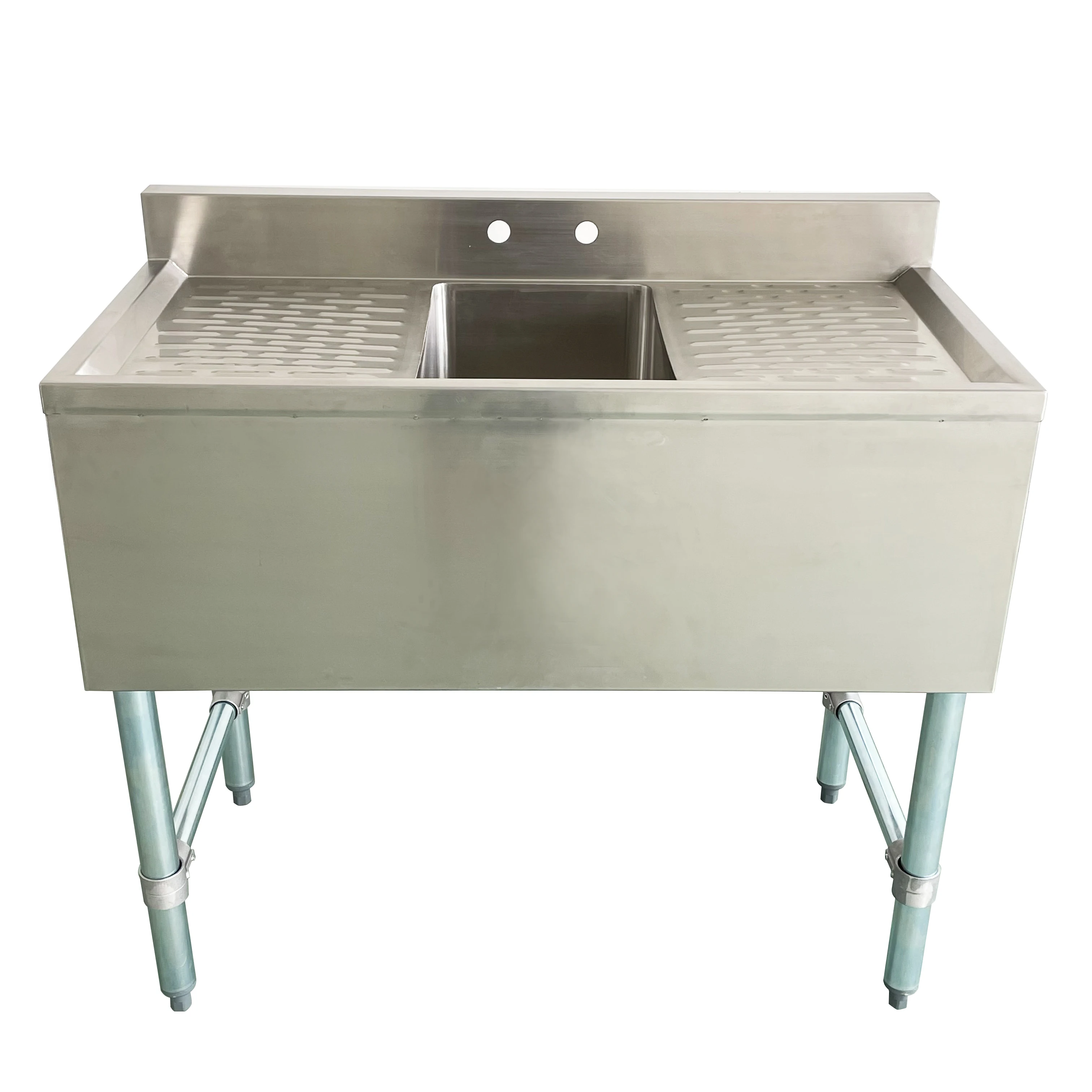 Jincheng NSF Free standing customized Commercial Adjustable Stainless Steel with drainboard one tub apron sink