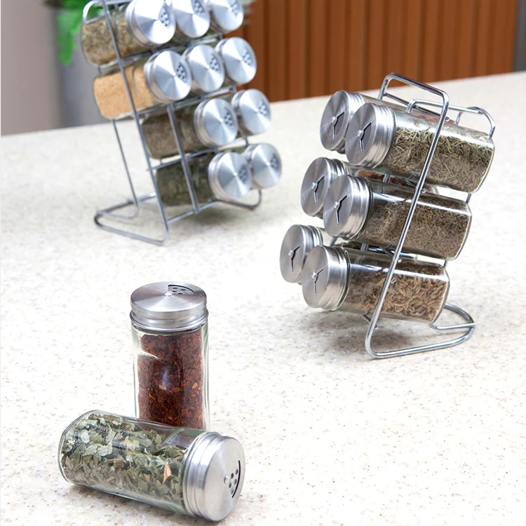 Salt and Pepper Shakers Saleros Seasoning Spice Jar Glass Set with S/S lid