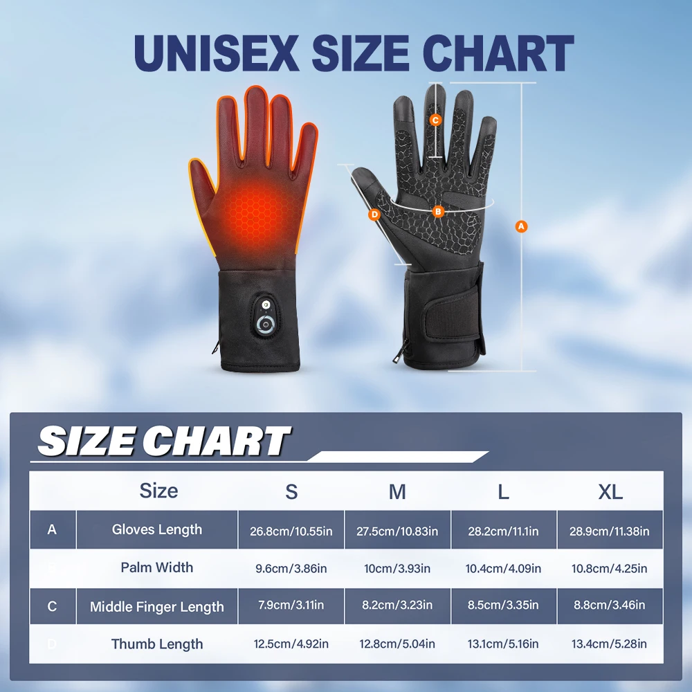Outdoor Sport Cold Weather Heated Gloves Rechargeable Battery Heated Ski Gloves