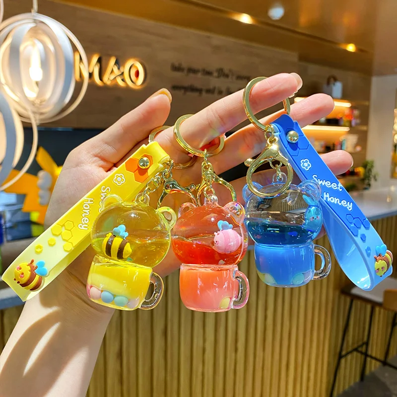 BaiMao hot sale promotional gift cute pvc 3d mini shoe trai key chain crystal little keychain bee cute keychain for women