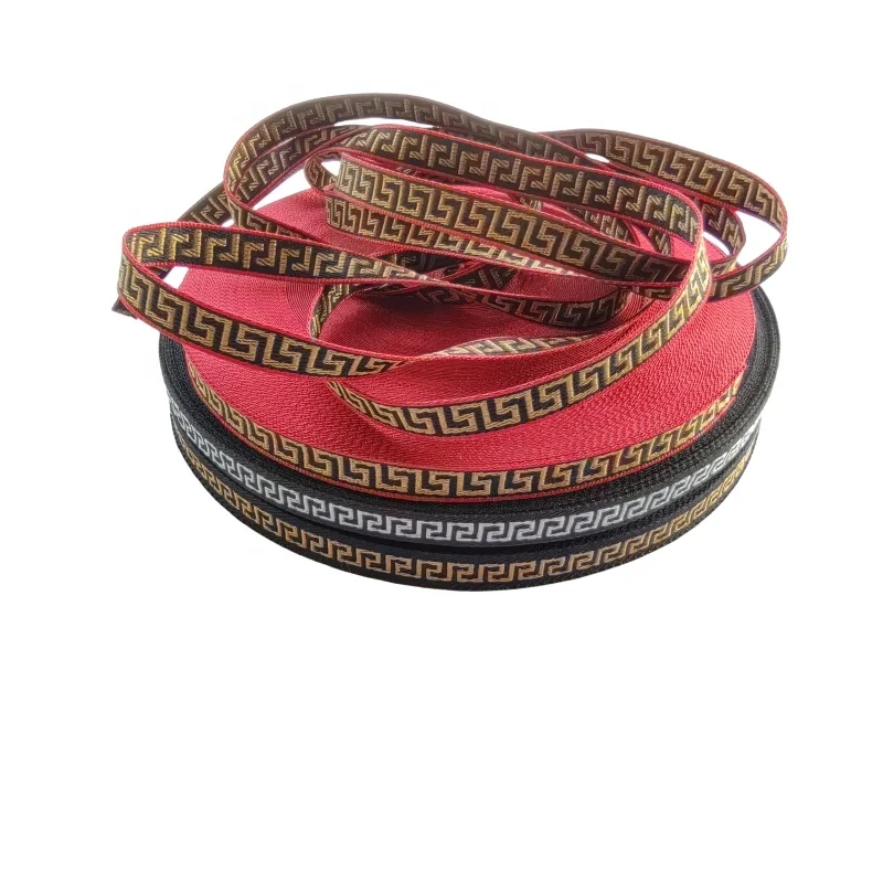 Acme eco-friendly custom OEM design LOGO 100% polyester jacquard ethnic ribbon trim webbing strap tape