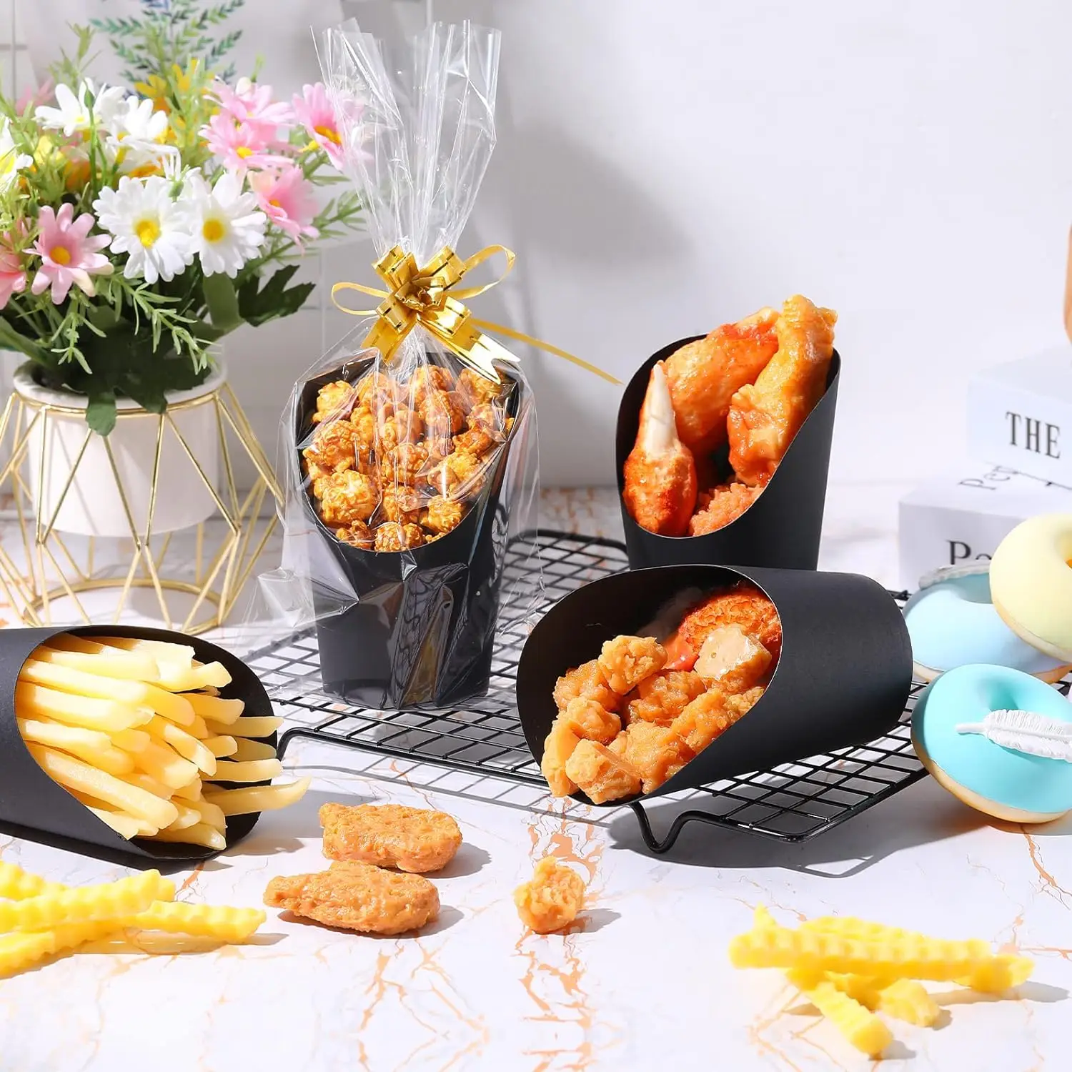 Biodegradable Black Fast Fast food takeout fries and fried chicken restaurant Packing Ice cream dessert paper cup for food