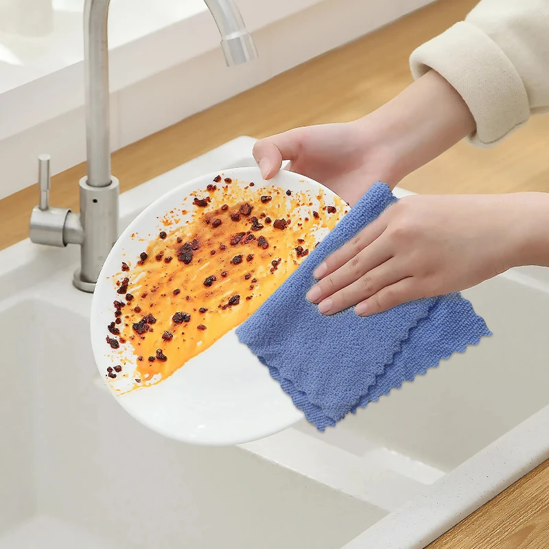 Kitchen Dish washing Disposable Wash Towel Reusable Decimation Rag Microfiber Cleaning Cloth in a box