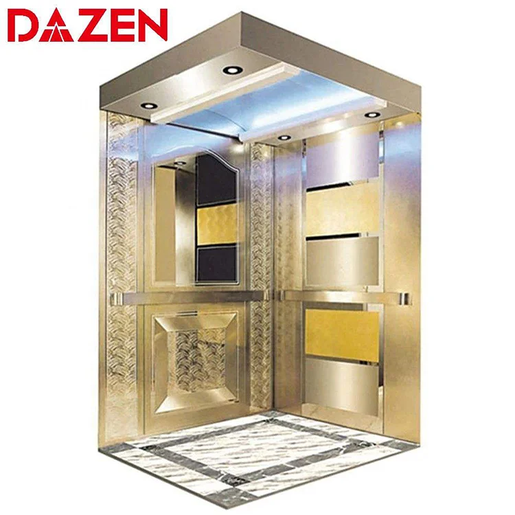 High Rise Golden Cabin Apartment Lift Residential Passenger Elevator