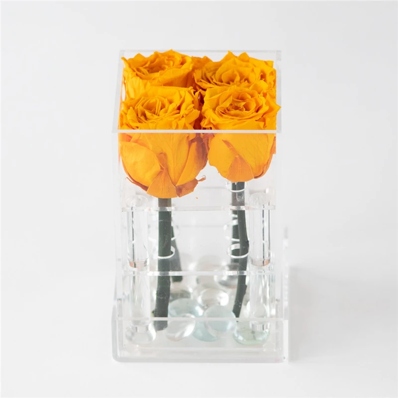 custom clear acrylic perspex flower rose box for single rose