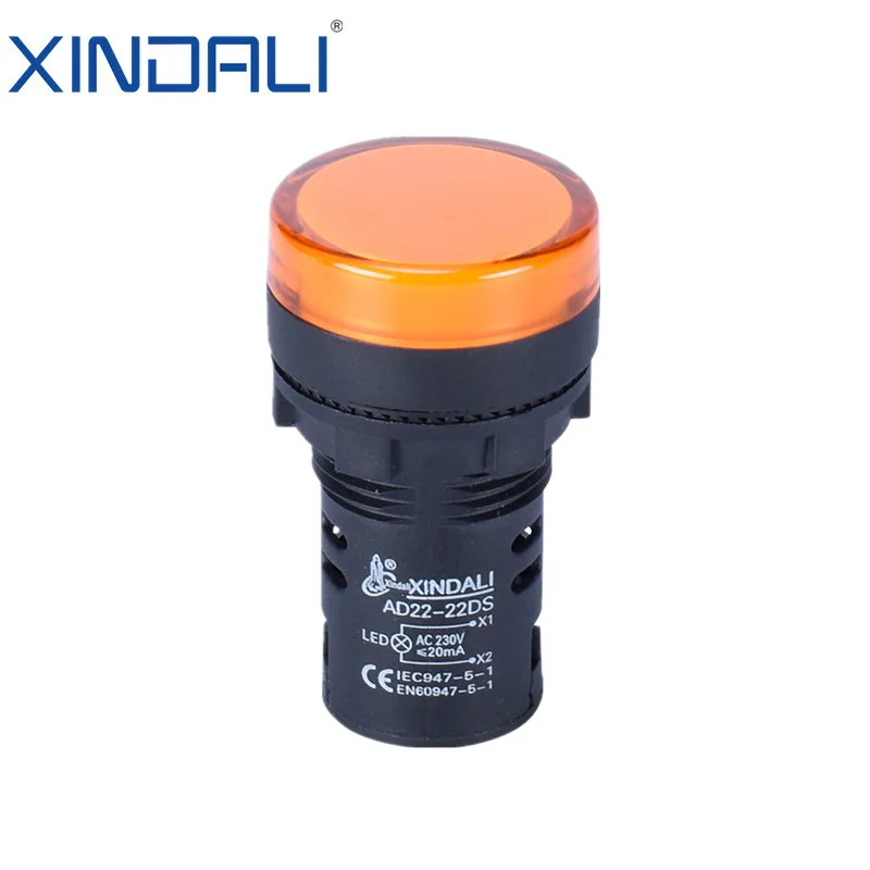 AD22-16ds Yellow Color AC/DC 12V,24V,36V,110V, AC220V LED Power Indicator Signal Light Pilot Lamp