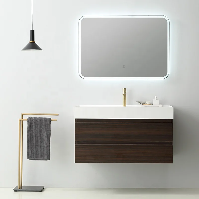 
36 in Italian design real solid wood modern floating bathroom vanity with sink 36 inch wall-mounted bathroom furniture 