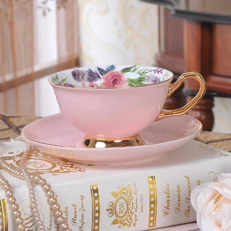  Оптовая продажа кофейная чашка из костяного фарфора с золотой ручкой керамические чайные чашки и наборы блюдец