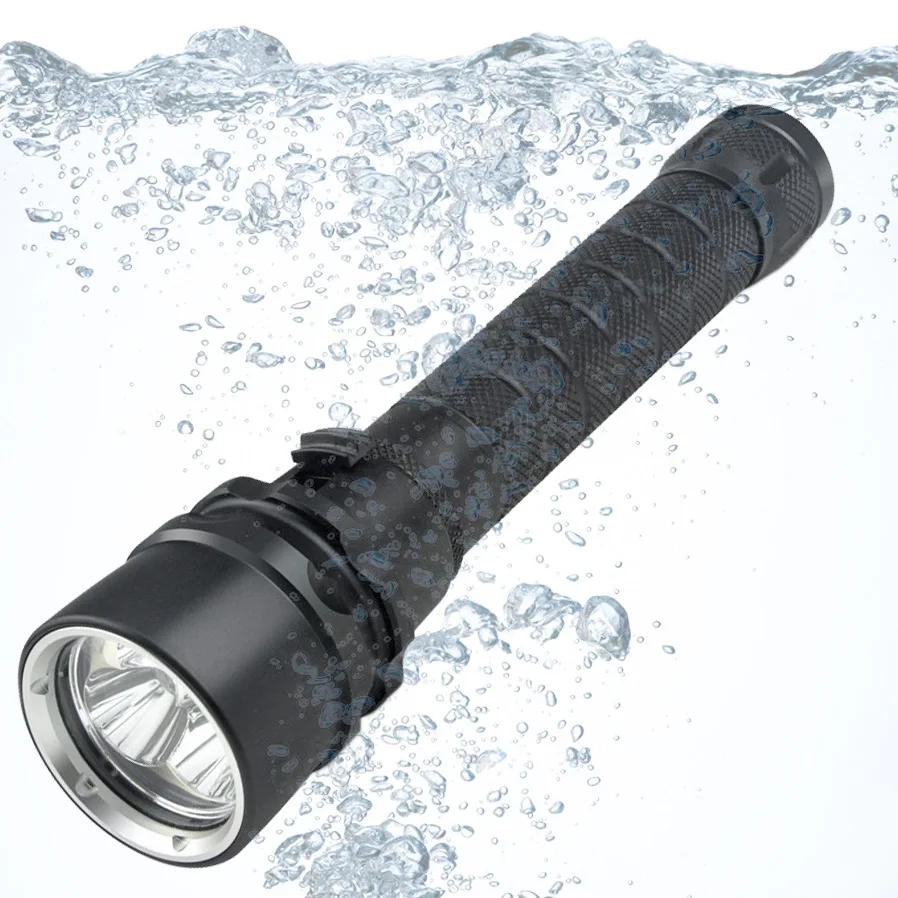 Rechargeable 3000 High Lumen LED Flashlight IP68 Waterproof Torch for Diving and Underwater Work Outdoor Lighting Solution