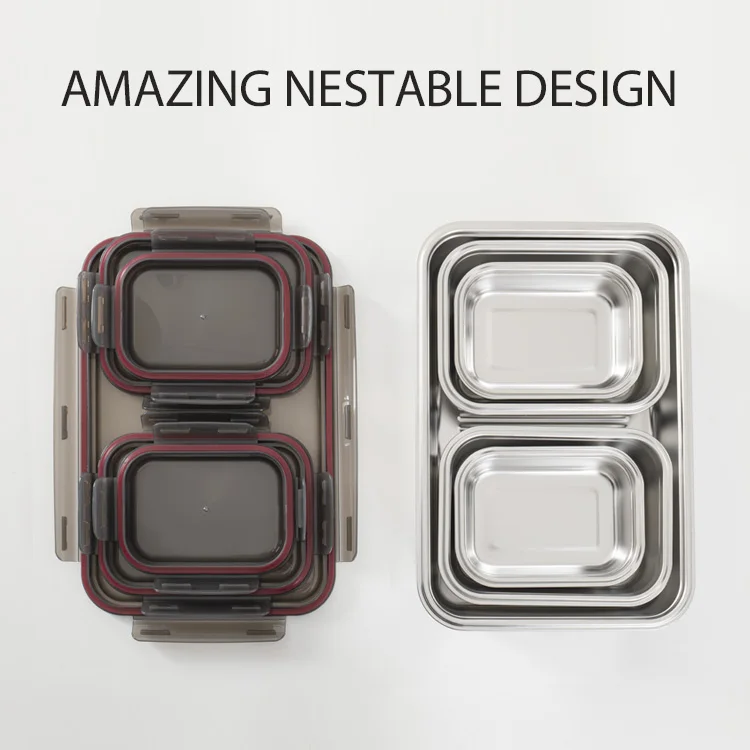 IKOO Metal Food Storage food grade stainless steel food container with lid