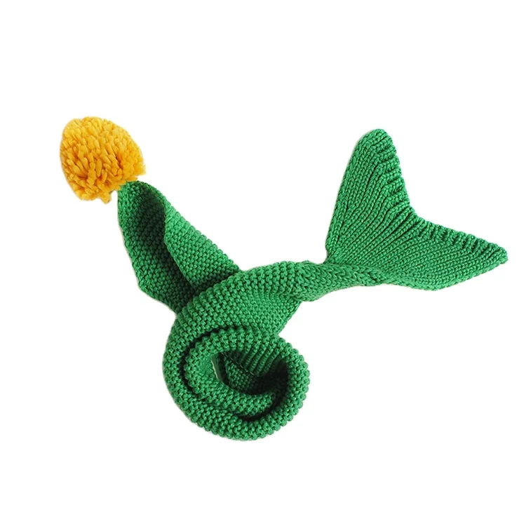 wholesale children scarves cute fishtail shape knitting pattern winter custom baby knitted scarf shawl