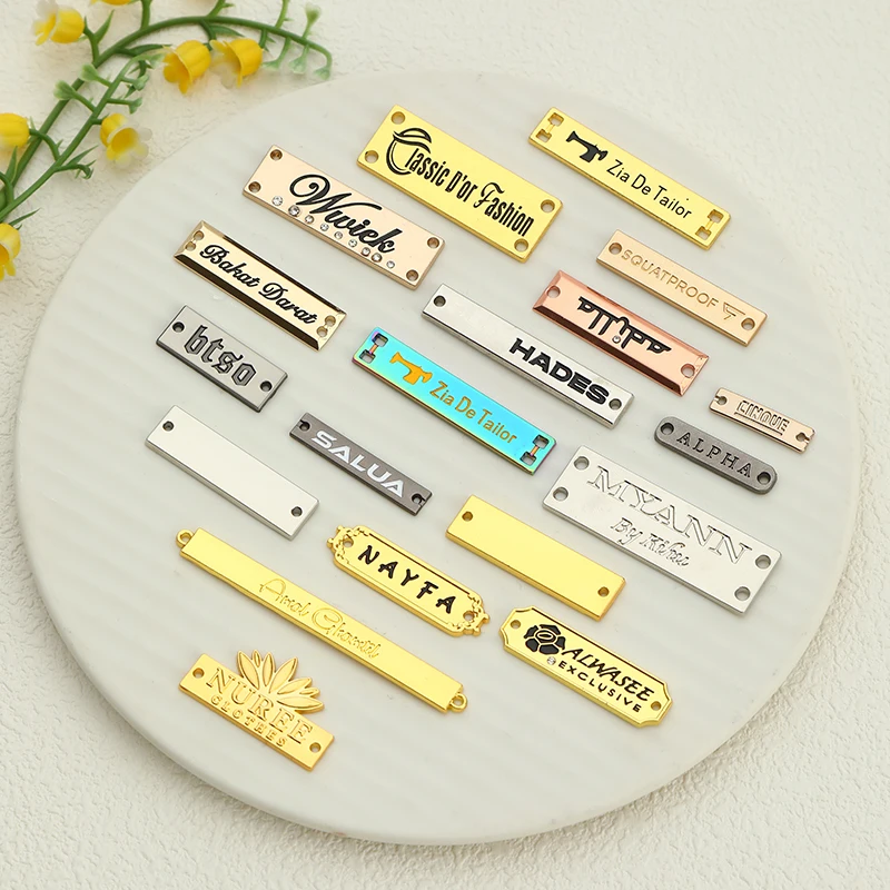 Metal Logo Label Clothing Metal Plate Logo Sew Clothing Label Personalized Metal Labels for Clothes or Bags
