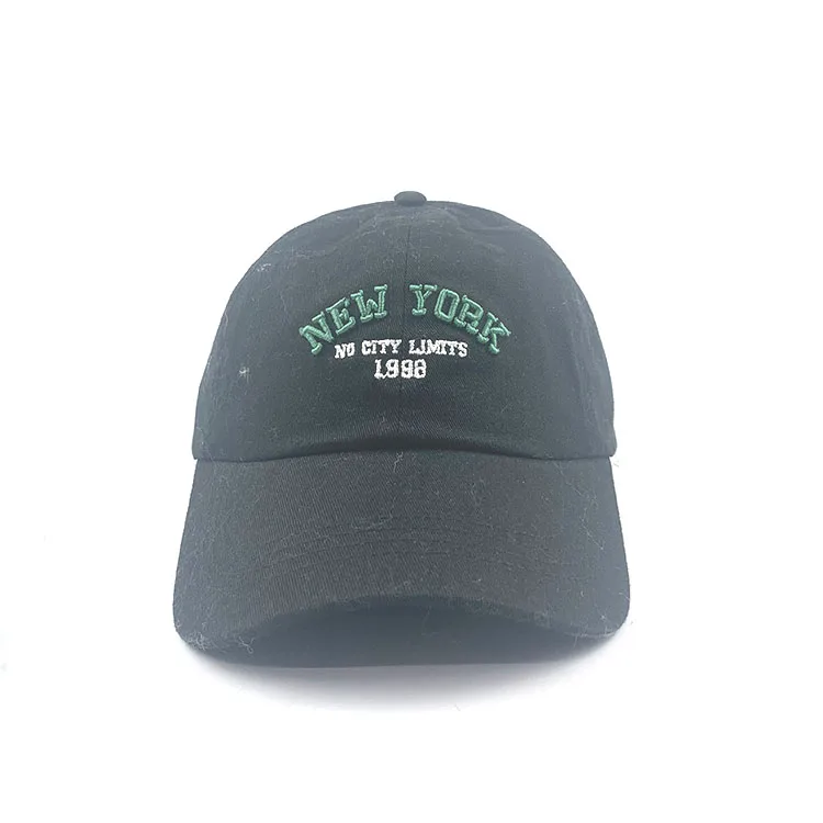 Vintage New York Embroidery 3D Black Baseball Cap Cotton Twill Velcro Back Adjustment Dad Cap High Quality Custom Supplier