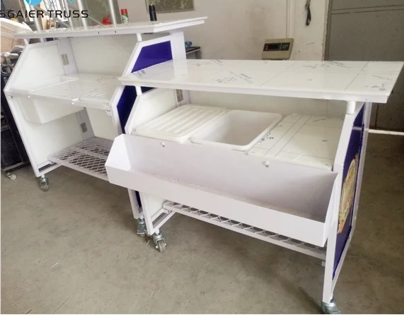Aluminum shelf pp board folding mobile bar table furniture  space saving Design Mini Hotel bar counter for sale