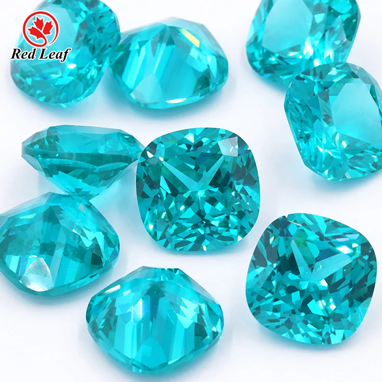 
Redleaf Jewelry synthetic paraiba tourmaline stones Cushion Cut 10*10mm green tourmaline gemstone prices nanosital paraiba 