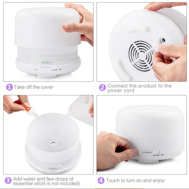 500ml high quality personal space mini portable ultrasonic air humidifier  mini air conditioner essential oil diffuser