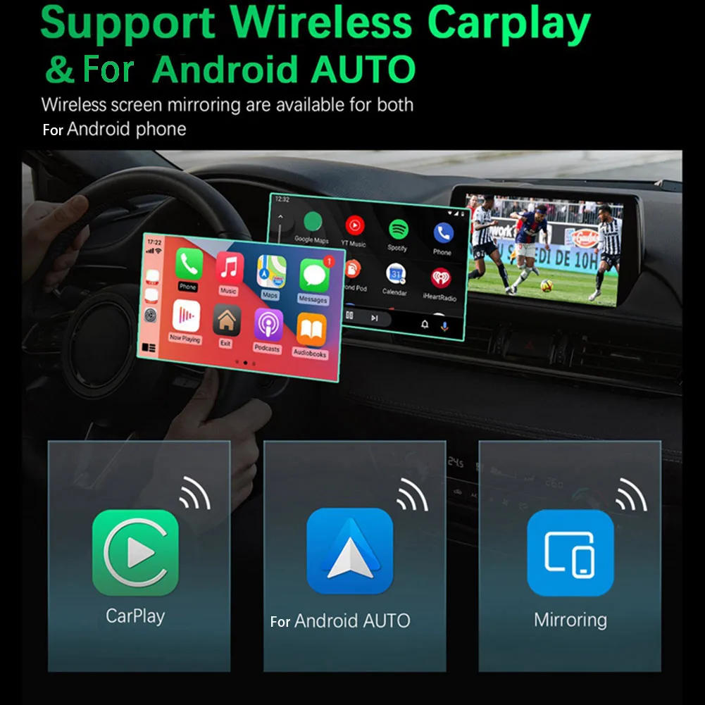 Smart Car Wireless Carplay Adapter Wireless Android Auto Dongle Ai Box Built-in GPS Carbon Fiber Carplay2Air For Toyota Ford Kia
