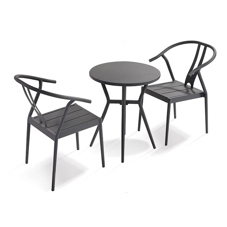 Aluminum Small Round Dining Table and Chair Set Outdoor 3 piece Bistro Set Patio Furniture