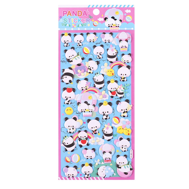 SHANLE Wholesale Cute Animal 3D Puffy Sticker Sheet Kawaii Panda EVA Sticker Set Custom Stationery Decor Memo Pad Bubble Sticker