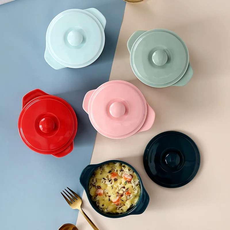 2021 Hot Selling Elegant Ceramic Stew Pot Small Porcelain Stew Pot with Handles and Lid