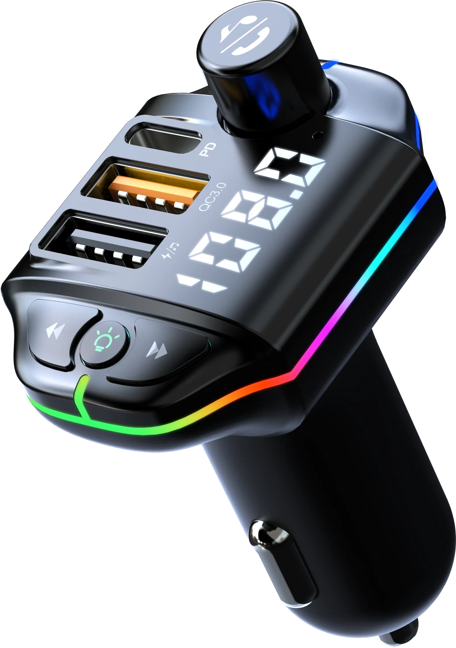 New PD20W Super Fast Charging Wireless BT Handsfree Usb Fm Transmitter Charger Colorful Lights Mp3 Player for Car