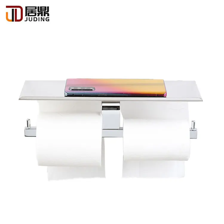 Современный домашний алюминиевый настенный двойной держатель для туалетной бумаги с полкой