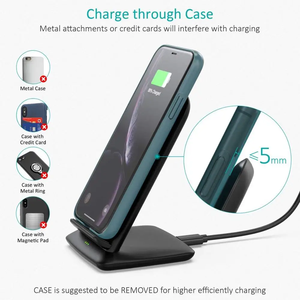 High quality metal multifunctional stand up charging cable, oem fast wireless charging stand