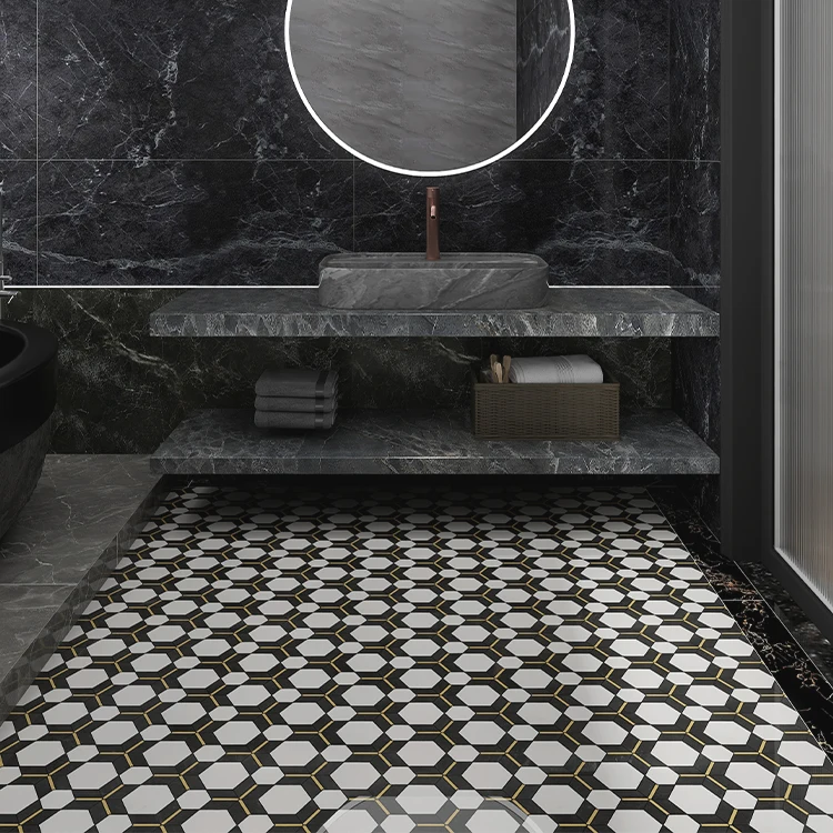 Натуральный Мрамор белая Каррара алмазная шестиугольная мозаичная плитка полированная латунная мраморная для ванной комнаты напольная