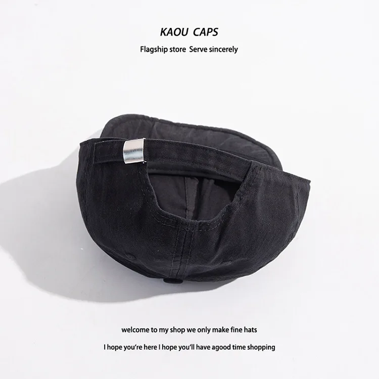 Vintage wash made old short brim solid color five-piece hat with soft top camping baseball cap for men and women