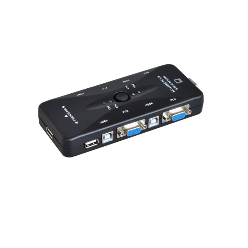 4 входа 1 выход переключатель VGA/SVGA разделитель коробка видео VGA переключатель 4 порта Ручной USB 2,0 KVM переключатель
