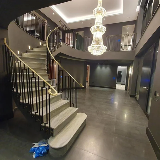 Arc Staircase Modern Residence Decoration Marble Stone Stair Step Indoor Curved Staircase