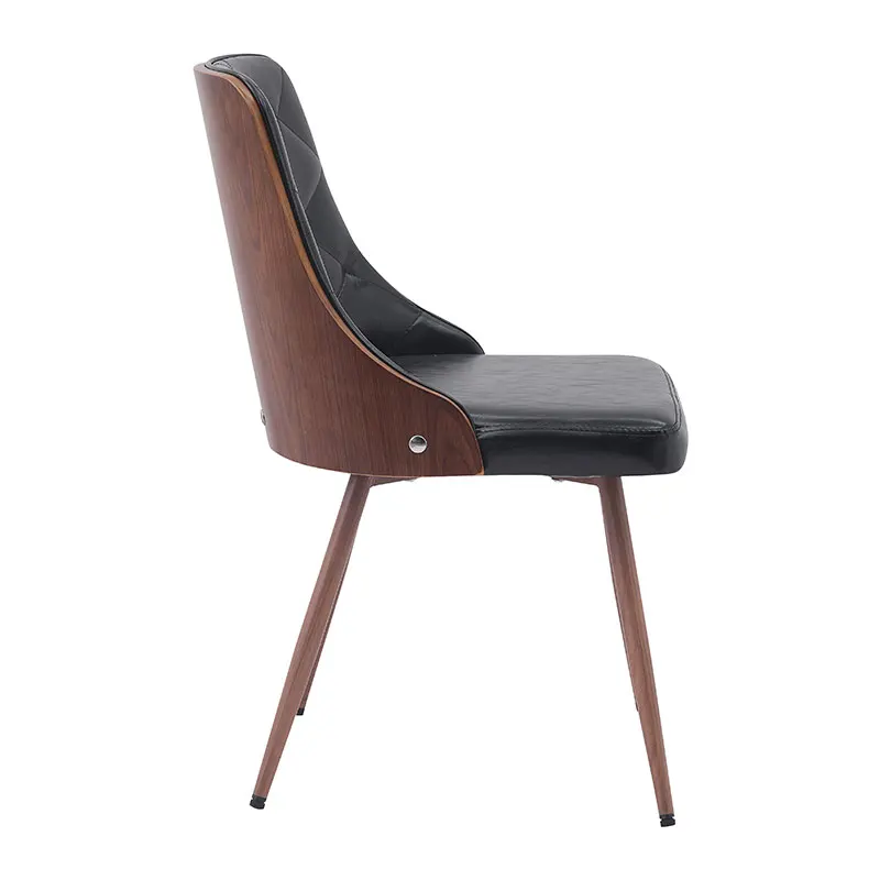 Modern Nordic Italian Diamond Sewing Design Backrest Leather Upholstered Wood Luxury Black Dining Room Chairs