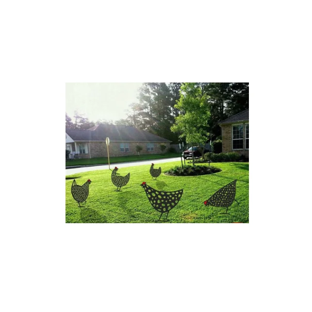 Cross border Amazon iron art rooster plug-in garden decorative outdoor garden home plug-in rooster iron crafts
